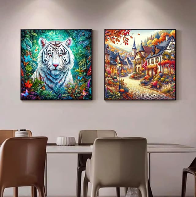 Detalle 2 de HUADADA 1024-Teile Puzzle „Tiger & Blumen“ für Erwachsene (50 x 50 cm)