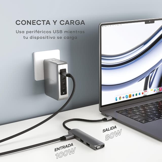 Thumbnail 3 de SATECHI Hub USB C 4 en 1 Slim Plus 🌐, HDMI 4K, 100W Carga