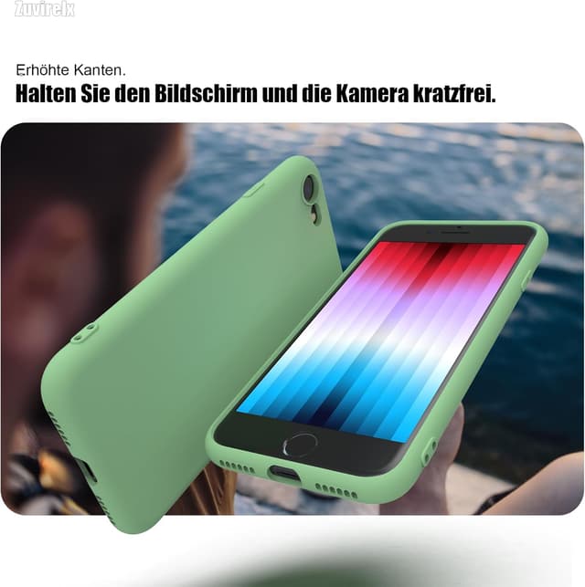 Detalle de Zuvirelx Silikon-Handyhülle für iPhone SE (2./3. Gen) 2020/2022 & iPhone 8/7 – minzgrün, dünn & stoßfest