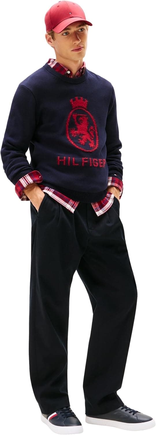 Detalle de Tommy Hilfiger Men’s Icon Court Stripes Leather Cupsole Trainers