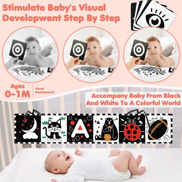 Detalle 2 de URMYWO 29-piece newborn sensory toy set (black & white) for 0–6 months