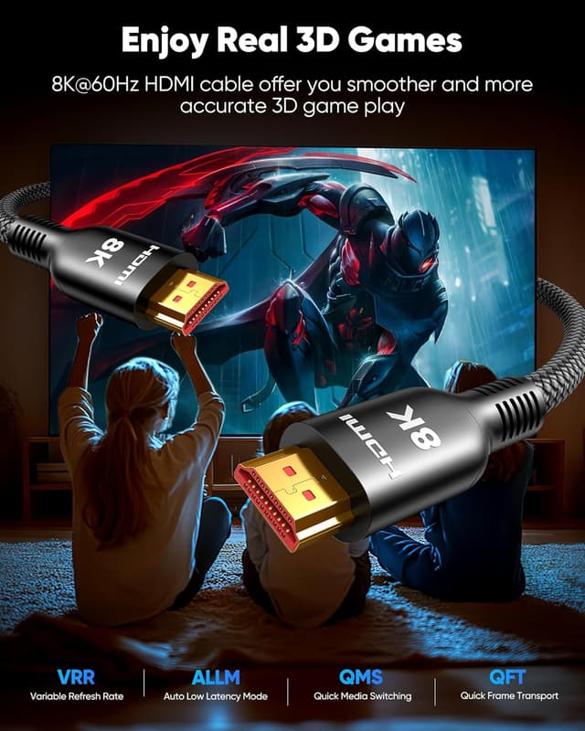 Detalle 2 de Highwings High Speed HDMI Cable (15 FT) for 8K/4K Gaming, eARC, and DTS:X Support