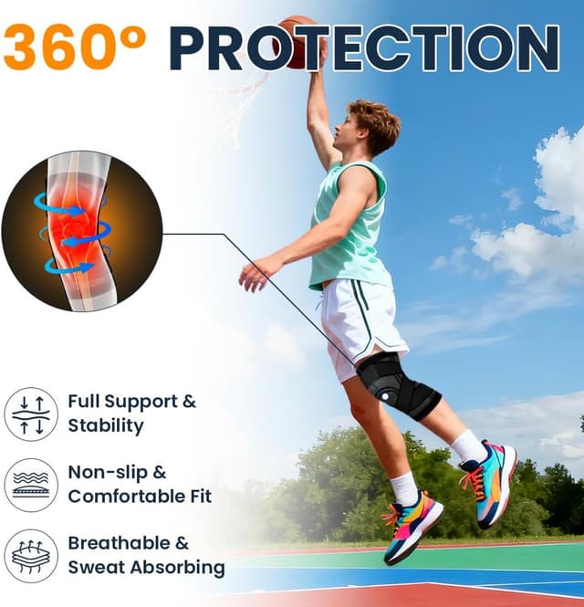 Detalle 2 de Fefod Genouillère de sport élastique réglable (compression rotulienne et ligamentaire) pour running, cyclisme