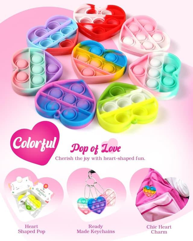 Thumbnail 4 de Jinsome Heart-Shaped Pop Fidget Toys 32 pack