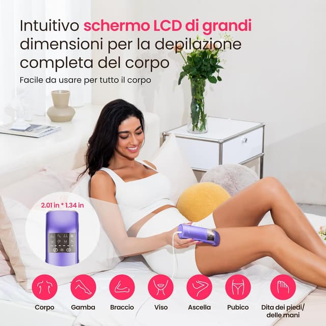 Thumbnail 6 de Epilatore laser IPL 25J con triplo impulso e zaffiro a 3°C (viola) – per uomo e donna
