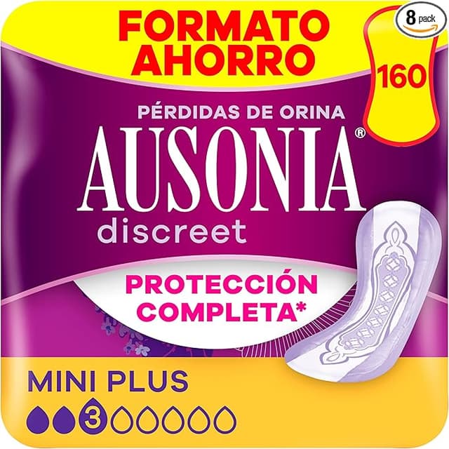 Imagen de Ausonia Discreet Mini Plus Compresas Mujer, Pack 160 💧 en OfertitasTOP