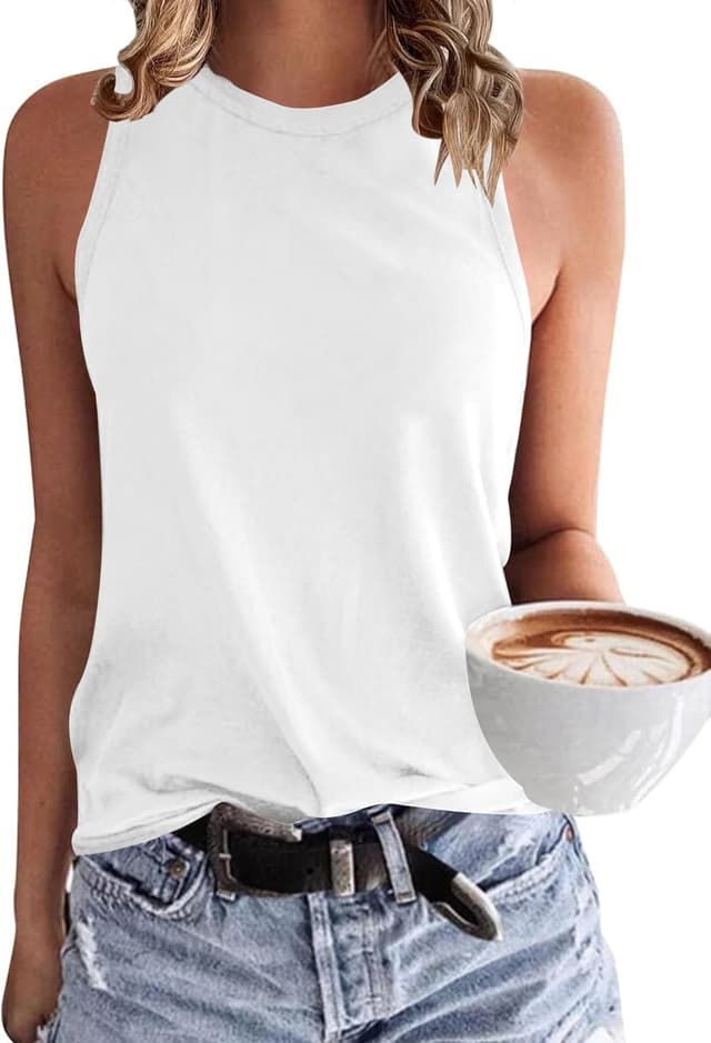 Detalle de WNEEDU Damen Tank Top Rundhals Basic