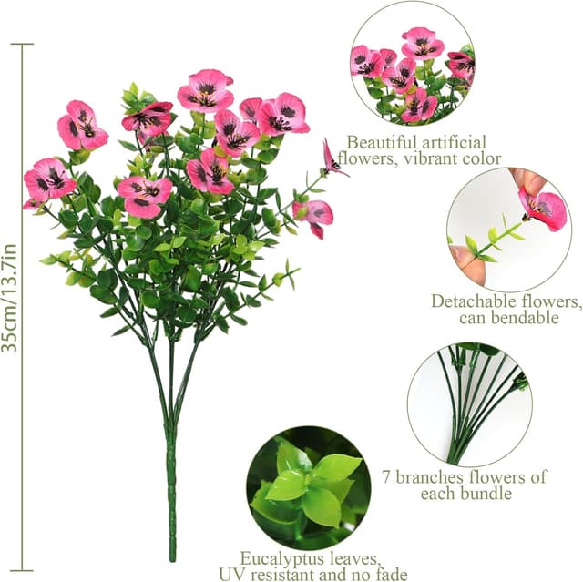 Thumbnail 4 de DEMIUKO 9 Bündel Künstliche Blumen Rosa