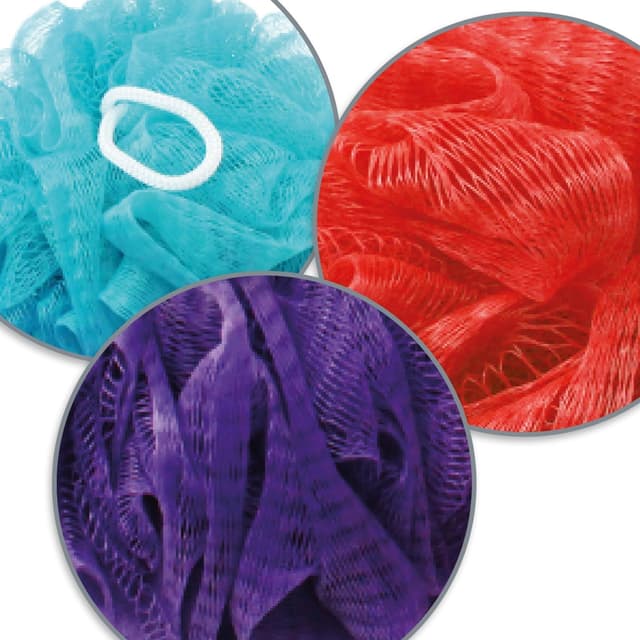 Detalle 2 de com-four® lot de 4 éponges de douche en nylon (couleurs vives variables)