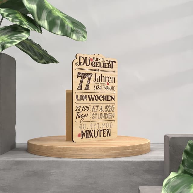 Detalle 2 de Karte zum 77. Geburtstag aus Holz