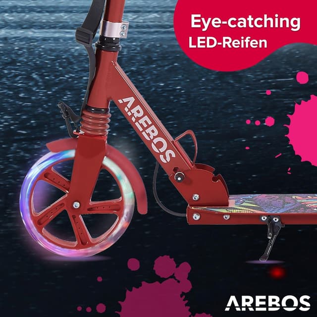 Thumbnail 4 de Arebos Cityroller Tretroller LED höhenverstellbar