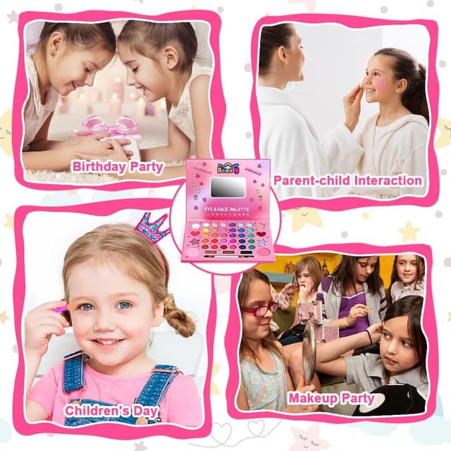 Detalle de Aomig Trucco Ombretti per Bambini Sirena: set lavabile per gioco di finzione (3–8 anni)