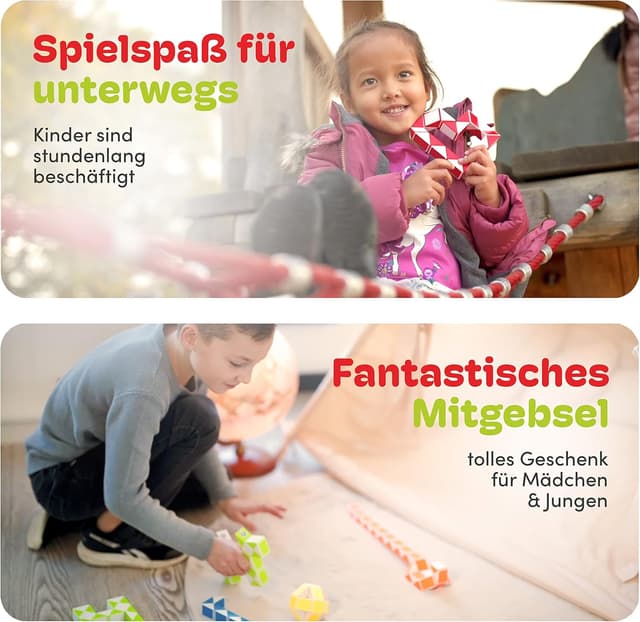 Detalle 2 de CUBIDI® Original Magic Snake – 24 Blöcke in Orange: Knobelspiel ohne Elektronik für Kinder & Erwachsene