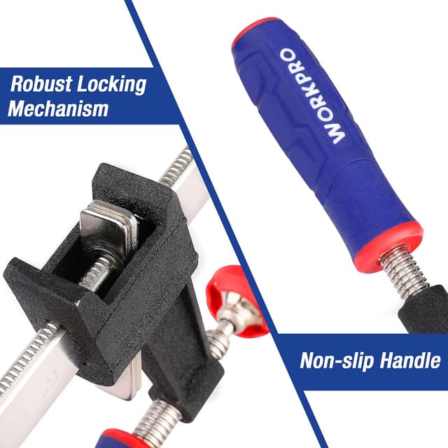 Detalle 2 de WORKPRO Morsetto da falegname a sgancio rapido, 2 pezzi, serraggio fino a 300 mm e forza massima 272 kg