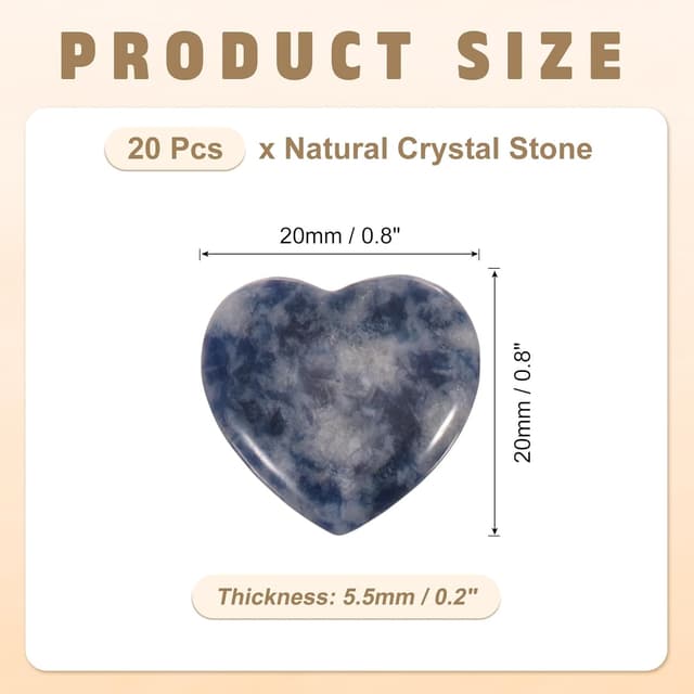 Detalle de PATIKIL 20 pcs Natural Heart Shaped Crystal Stone (Blue White) – 1 inch mini polished pocket worry stones