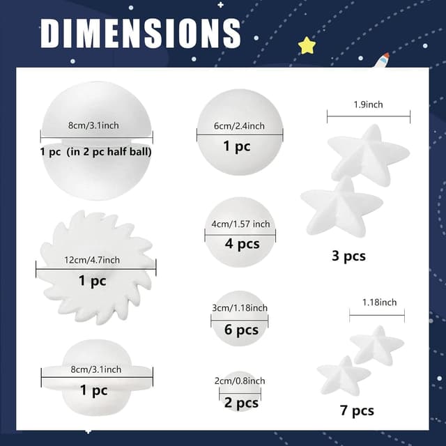 Detalle de Pllieay 63PCS Solar System Foam Ball Kit for Space STEM Projects