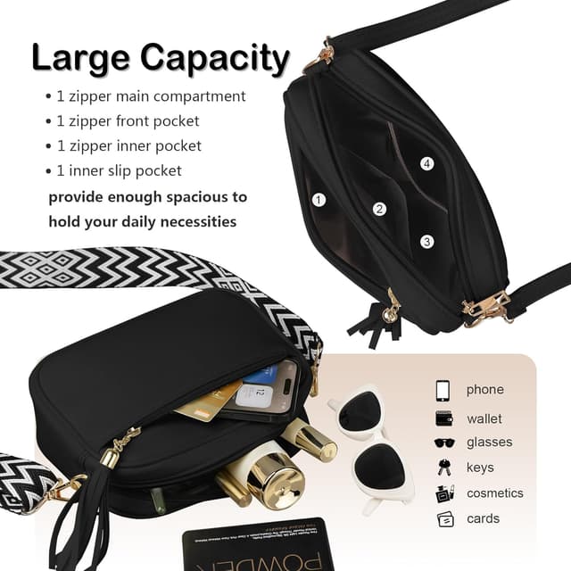 Detalle de Kememo small faux leather cross body bag for women (adjustable wide strap)