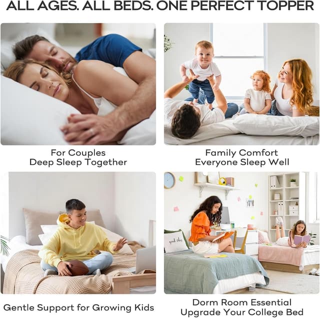 Thumbnail 6 de OLANLY King Mattress Topper with Bamboo Viscose Cooling Comfort (Pillow Top, Deep Pocket) – Dark Gray