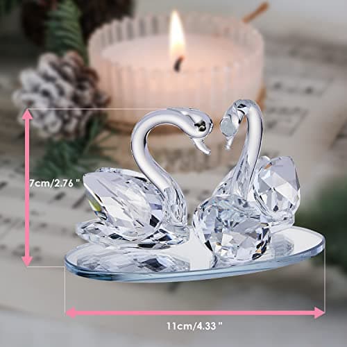 Thumbnail 4 de Décoration en verre de cristal deux cygnes Swarovski ⚡