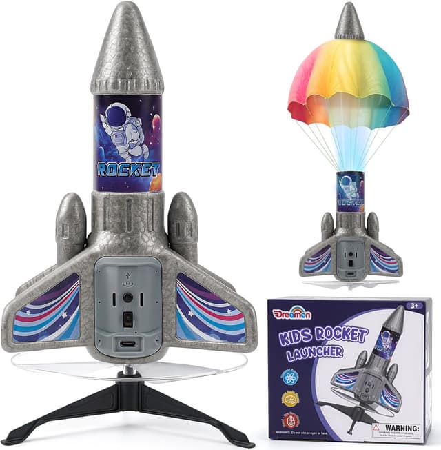 Detalle de Dreamon Rocket Launcher for Kids with Parachute LED Light (rechargeable outdoor space toy)