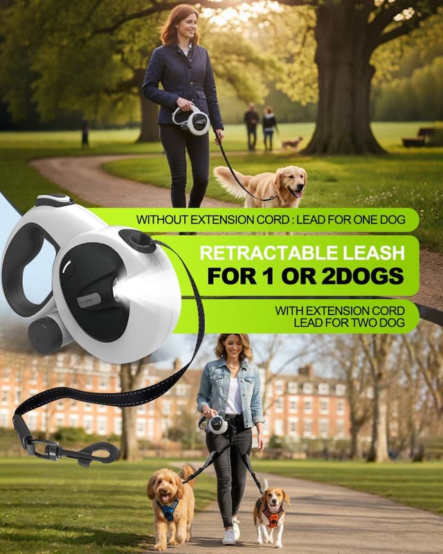 Detalle de 6M Retractable Dog Lead (2-in-1) with Elastic Double Extension and LED Light
