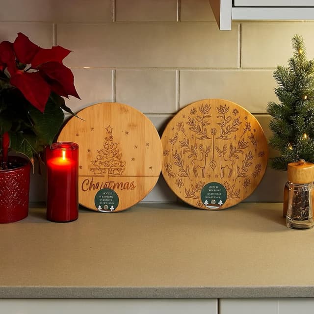 Thumbnail 4 de eBoutik Christmas Round Bamboo Serving Board