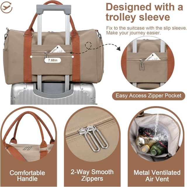 Detalle 2 de FIORETTO Womens gym travel duffle with shoe pocket