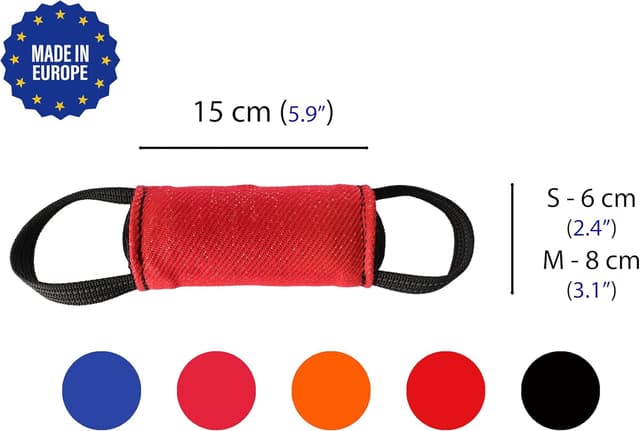 Detalle 2 de Dingo Gear Training Mini Walze aus Nylcot (2 Griffe) 15 x 6 cm, rot – Spiel- und Trainingsspielzeug