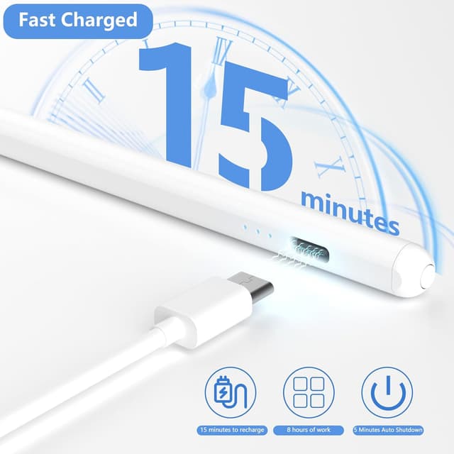 Detalle 2 de Android Stylus Pen für Samsung, Huawei, Lenovo, Xiaomi & mehr – Universal Stift mit Neigungsempfindlichkeit (weiß)