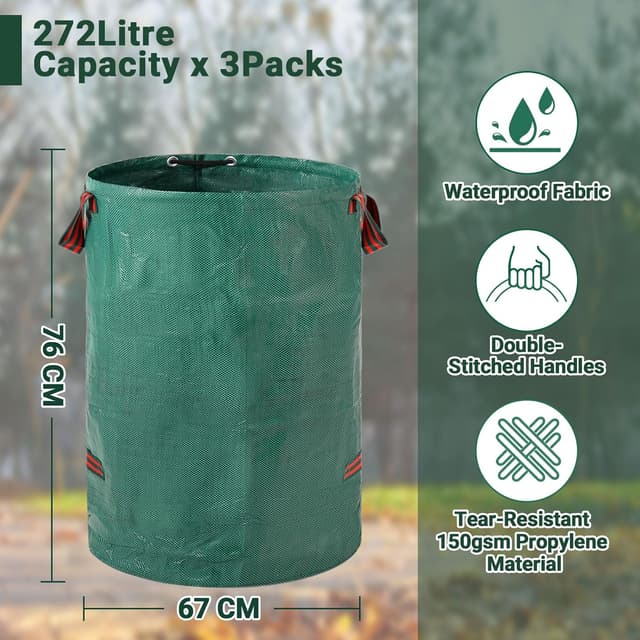 Detalle de Velway Heavy-duty Garden Waste Bags 272L
