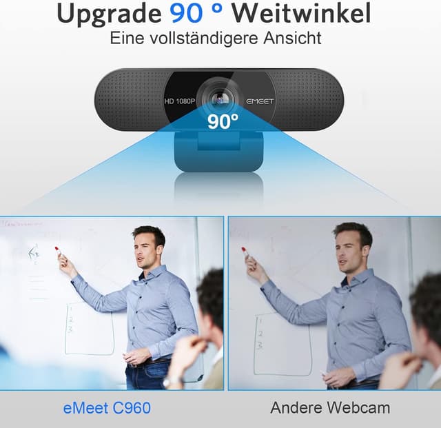 Detalle de EMEET C960 1080P Webcam mit Dual‑Mikrofon 🎥