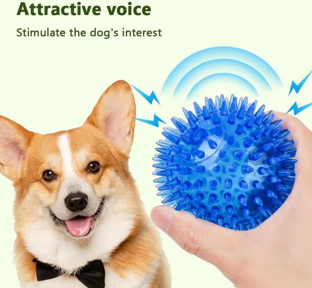 Detalle de Tharvolex 6-Pack Squeaky Spiky Rubber Dog Balls (65mm) for Chewers & Teeth Support