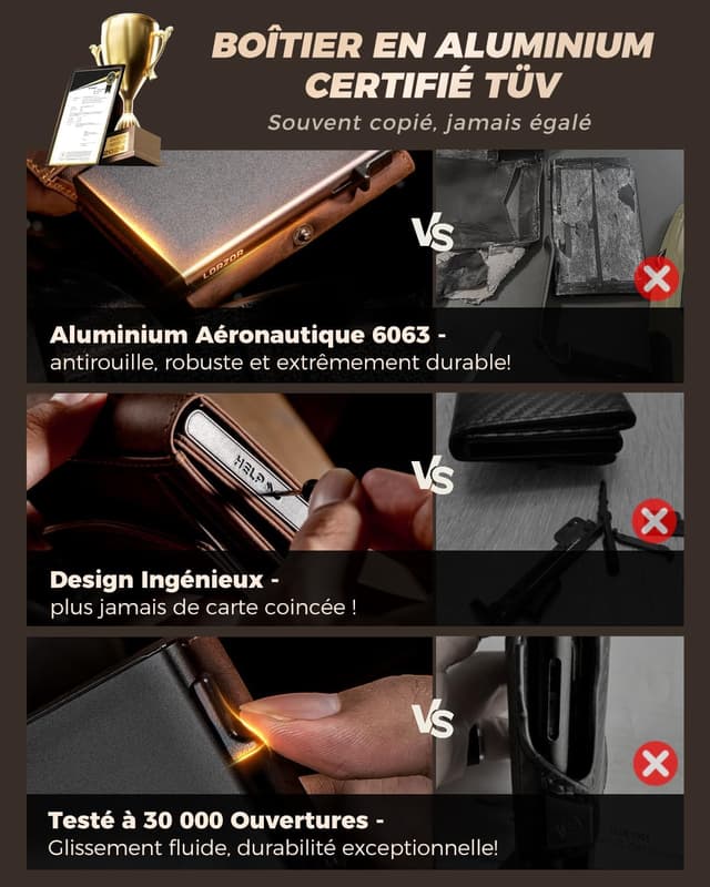 Thumbnail 3 de LORZOR Porte Carte Homme XXL Cuir Véritable RFID