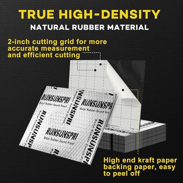 Detalle de 50mil Car Sound Deadening Mat (50 sqft, 46 pcs) Butyl Automotive Noise Insulation