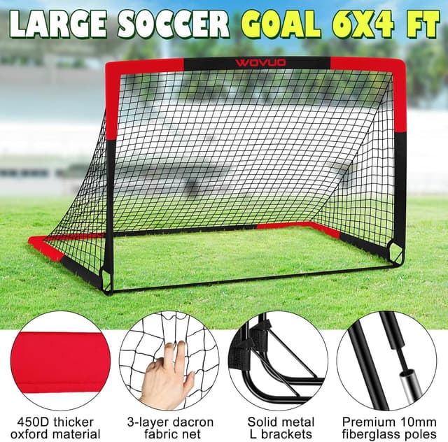 Thumbnail 2 de Kids Soccer Goals for Backyard Set of 2 (6x4 ft) Portable Pop-Up Training Goals with Target, Ball, Cones & Net