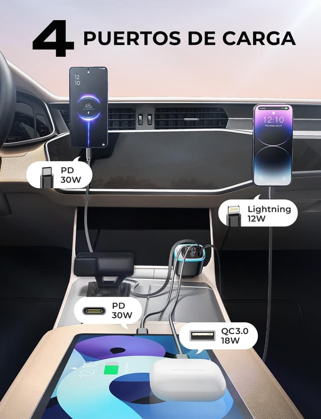 Thumbnail 3 de Rolgno Cargador Coche Retráctil 72W