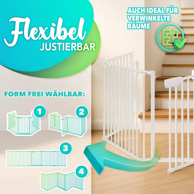 Detalle de KIDUKU Kaminschutzgitter mit Tür (Metall, 420 cm) – faltbares Konfigurations-Absperrgitter inkl. 7 Elementen