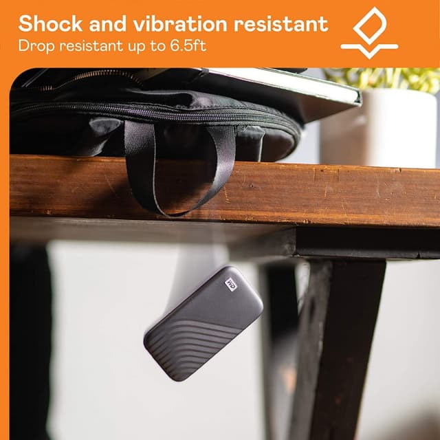 Detalle de SanDisk WD My Passport SSD 1TB USB-C gris: NVMe rápido y cifrado con contraseña