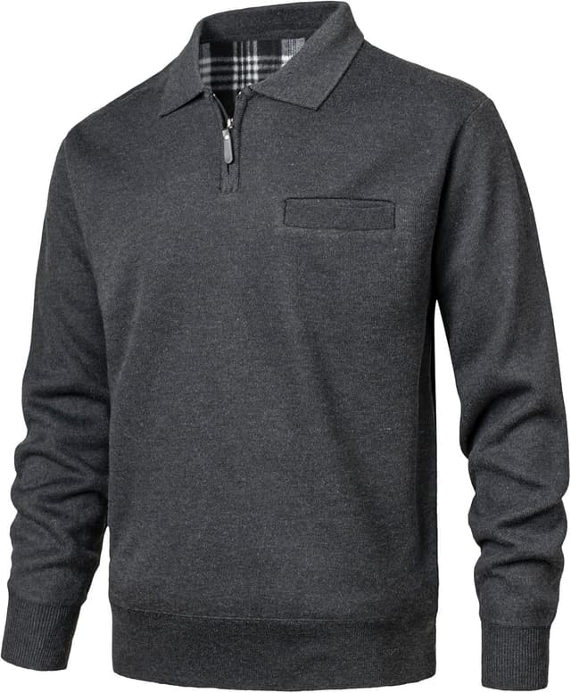 Thumbnail 1 de Yukirtiq Maglioni Uomo Invernali Collo Polo Zip