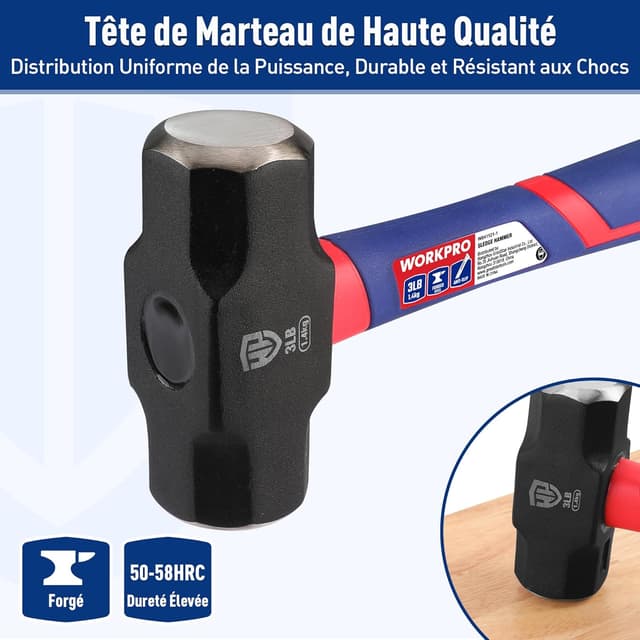 Detalle 2 de Marteau massette 1,68 kg avec manche fibre de verre