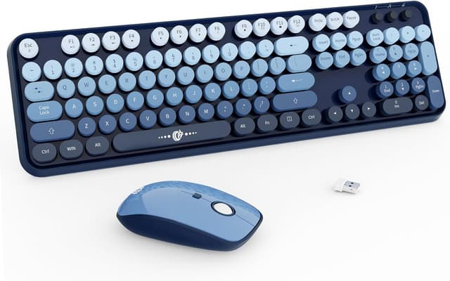 Detalle de FOPETT Wireless Keyboard and Mouse Combo (2.4G) with 104-Key Retro Typewriter Style Keys