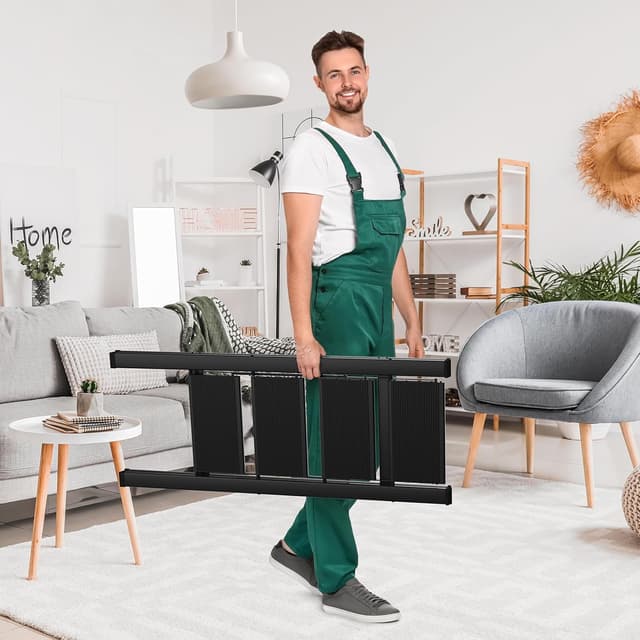 Detalle de Scala pieghevole in alluminio a 4 livelli antiscivolo fino a 150 kg (nera) per casa, cucina e ufficio