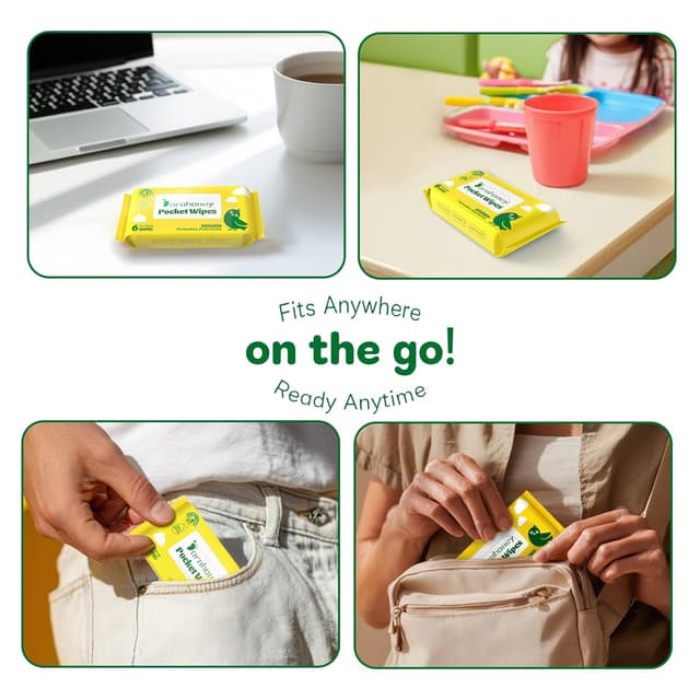 Detalle de Dorahoney Mini Reise-Feuchttücher für Babys & empfindliche Haut – unparfümiert, hypoallergen, Reisegröße (8er Pack mit 48 Tüchern)