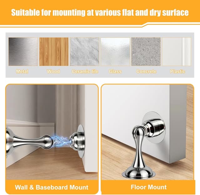 Detalle de lompyeu Türstopper (4 Stück) – magnetisch aus Edelstahl für Boden-, Wand- oder Klebemontage