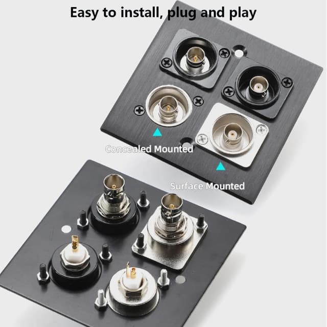 Detalle de PENGLIN D-Type BNC Panel Mount Connector (50 Ohm) – Female-to-Female Pass-Through Coax Adapter