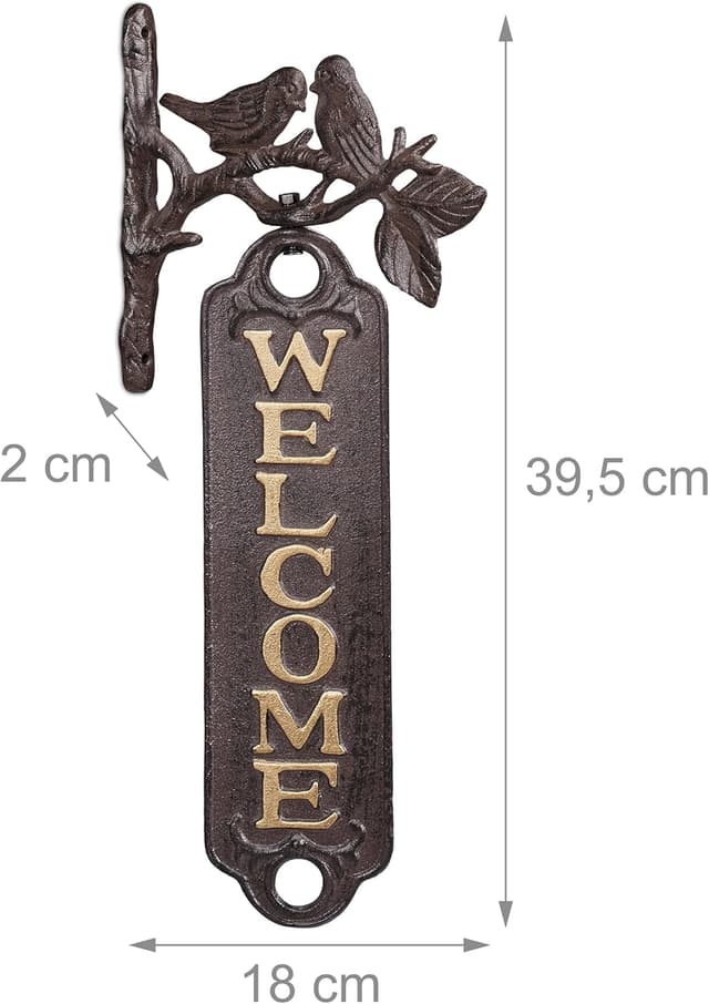 Detalle 2 de Relaxdays Cartello Welcome 39,5 cm