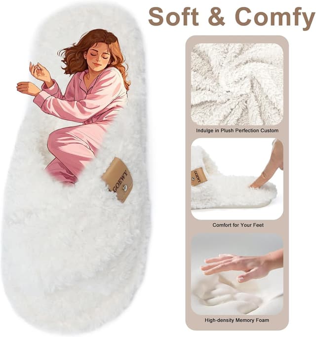 Detalle 1 de GOEWY Fuzzy Open Toe Memory Foam Slippers for Women