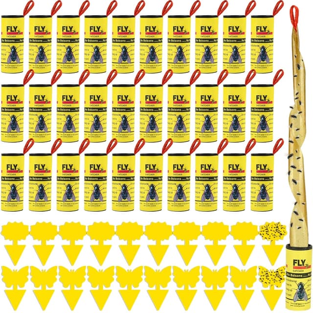 Detalle de 50 Pack Fly Catcher (30 Fly Strips + 20 Fungus Gnat Killer) TRllTECH for indoor and outdoor use