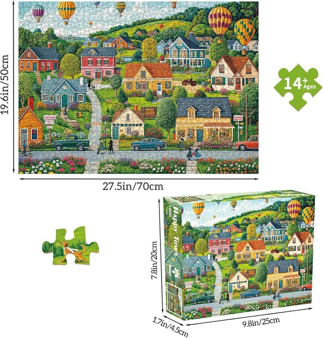 Detalle de Puzzle mit 1000 Teilen „Glückliche Stadt“ – Erwachsenen-Puzzle für Familie und entspannte Rätselabende