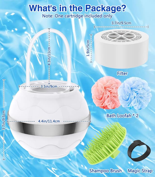 Thumbnail 6 de MoKo Bath Filter for Babies and Adults with Shower Ball & Shampoo Brush (White)